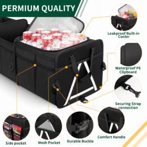 Alternative view of Cshidworld Car Storage Organizer, Collapsible Multi Compartment SUV Trunk Organizer, Foldable Storage for Car Accessories for Car, SUV, Sedan, 600D Oxford, Non Slip Bottom, Securing Straps,110L