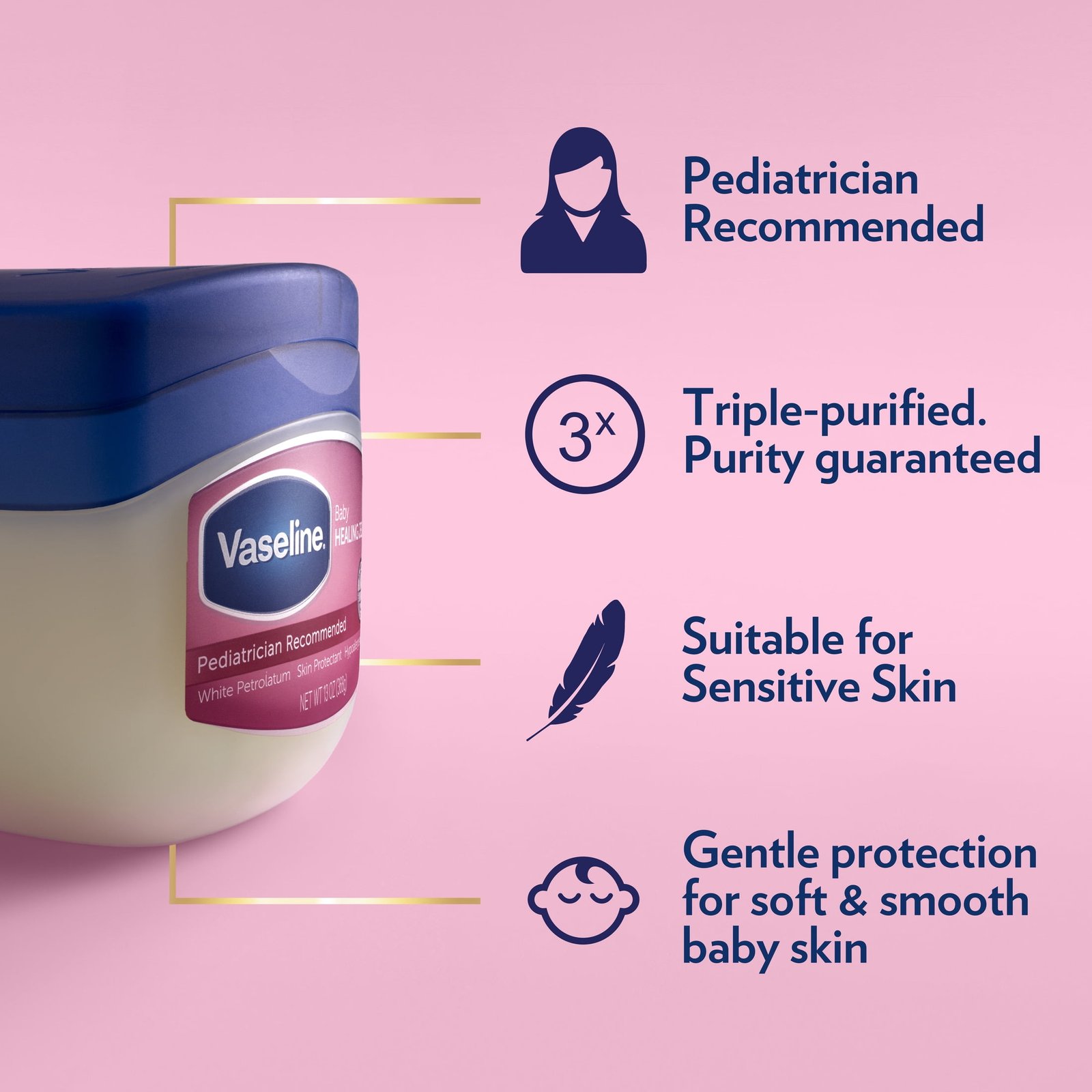 Vaseline Hypoallergenic Baby Oil Diaper Rash Cream Healing Petroleum Jelly, 13 oz - Image 6
