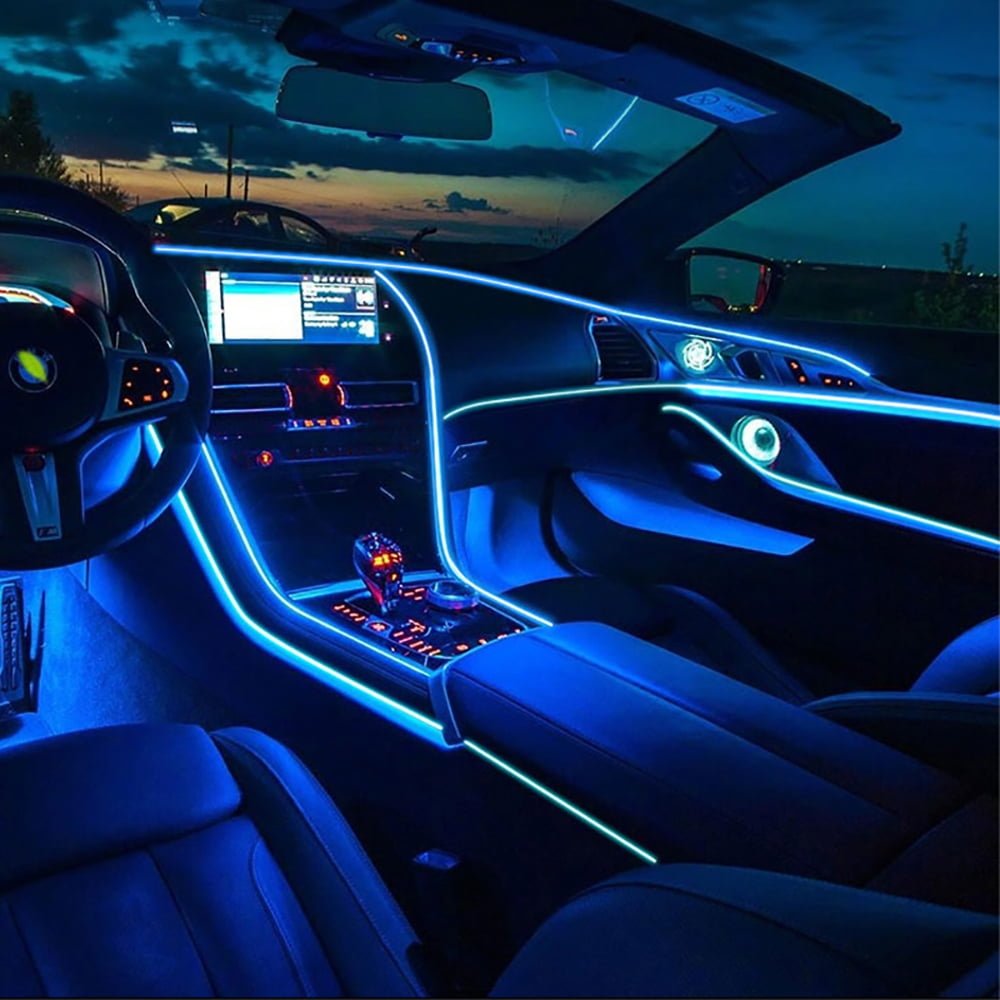 LED Car Interior Atmosphere Lights Strip 6M 5in1 RGB Optic Music ControlNeon Lamp Strip Universal - Image 2