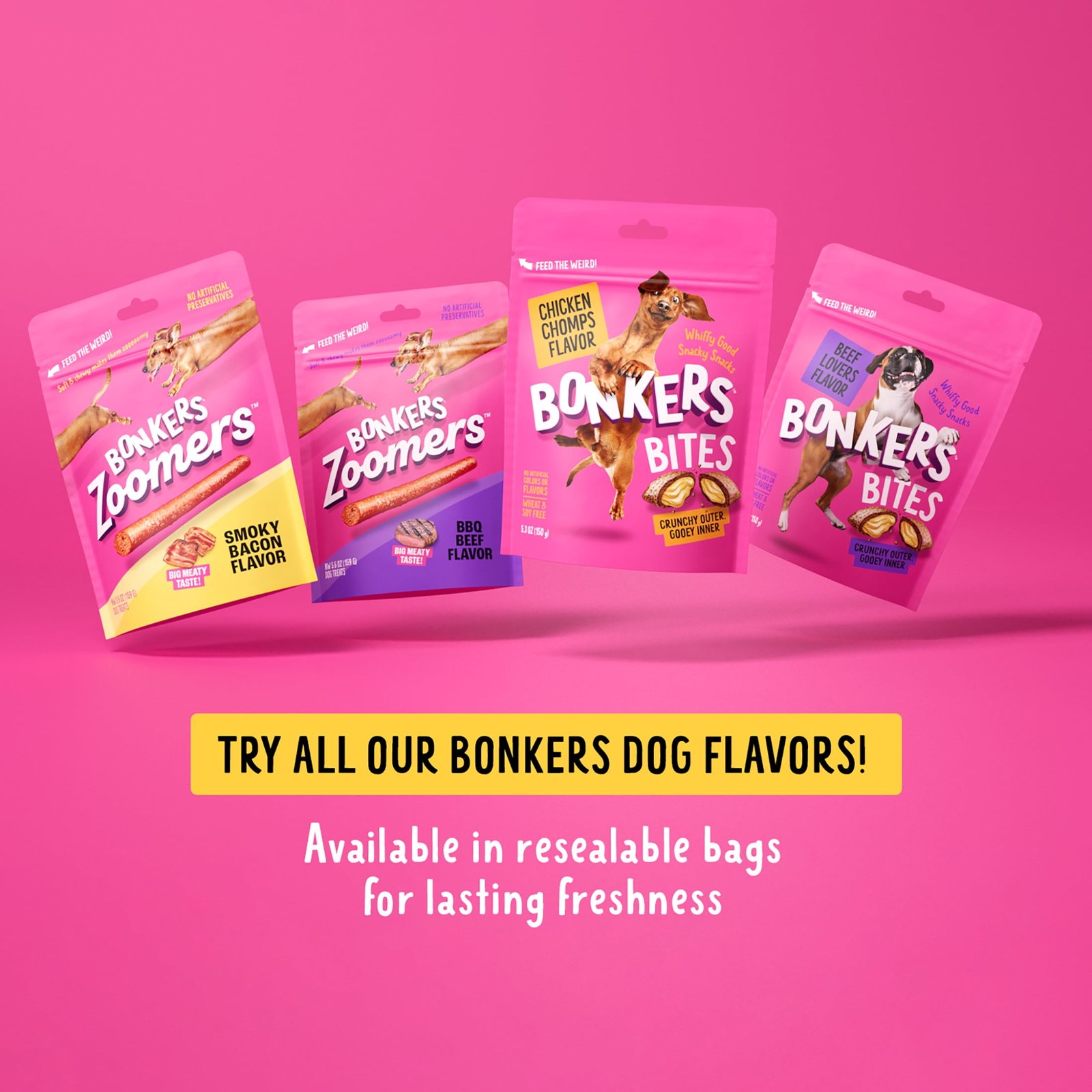 BONKERS Zoomers Smoky Bacon Flavor Soft & Chewy Treats for Dogs, 22oz Bag - Image 4