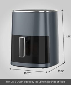 EDX Air Fryer,6 Qt Compact & Large with 400F for Crispy, Electric Multifunctional Cooker with Digital LED, Grey - High Quality Product Image