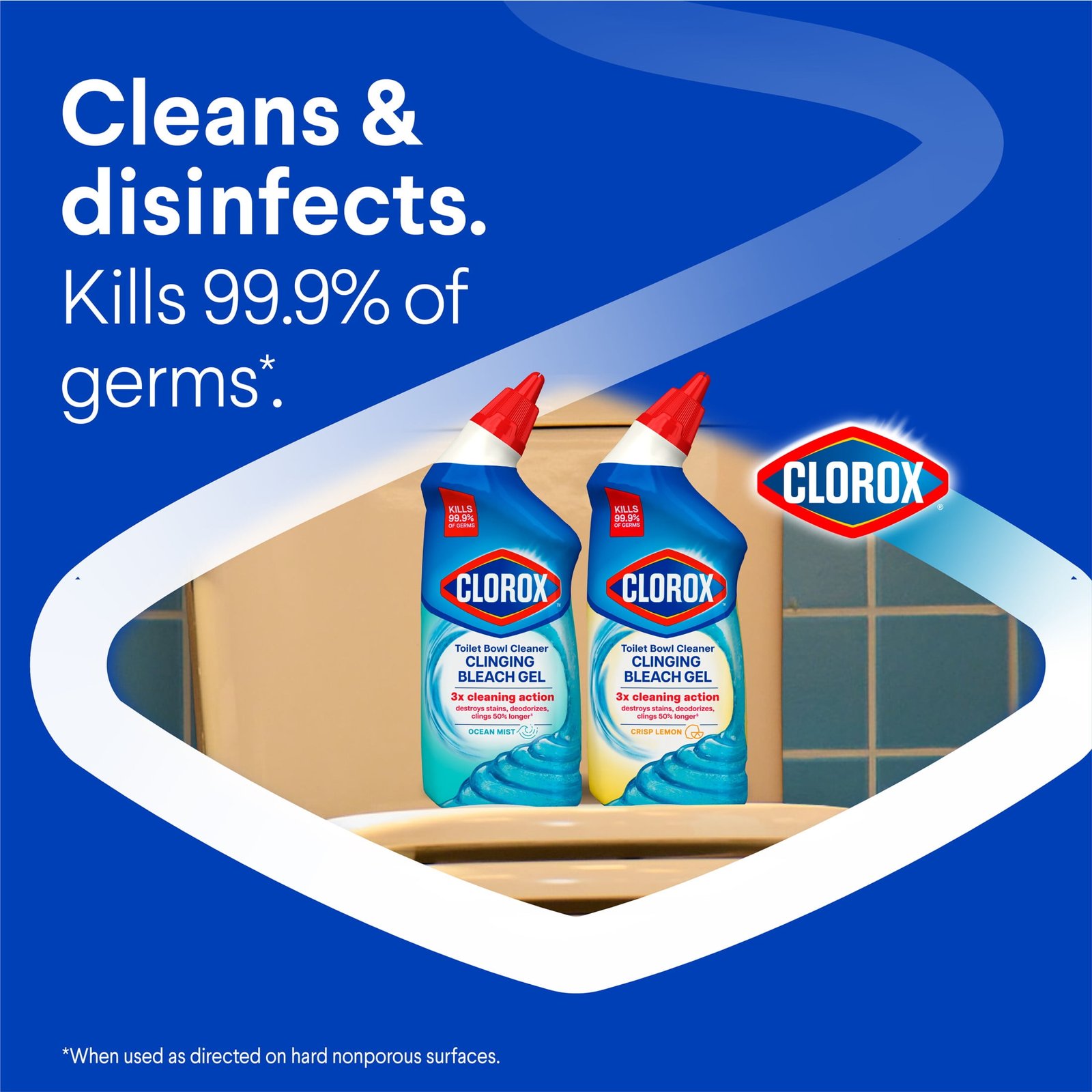 Clorox Toilet Bowl Cleaner Clinging Bleach Gel, Ocean Mist, 24 fl oz, 2 Pack - Image 5
