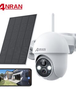 2K Solar Security Camera with Spotlight, ANRAN 360° View Wireless Outdoor Camera, Waterproof PIR Detection, Rechargeable Battery Powered Home Surveillance Camera with Color Night Vision 2-Way Audio - High Quality Product Image