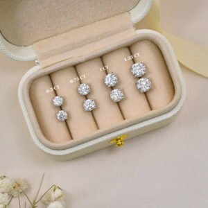 Alternative view of JeenMata Lab Grown Diamond Earrings 0.50 Carat Round Cut 18K White Gold Plated Solitaire Studs for Women