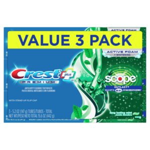 Alternative view of Crest Premium Plus Scope Outlast Fluoride Toothpaste, Long Lasting Mint Flavor 5.2oz, 3 Pack