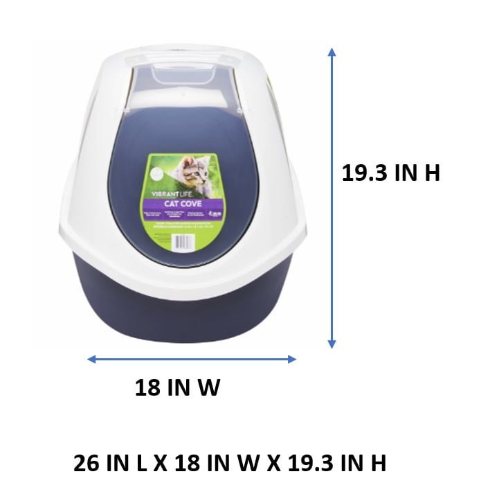 Vibrant Life Mega Smart Cat Cove Enclosed Cat Litterbox, Navy & White - Image 5