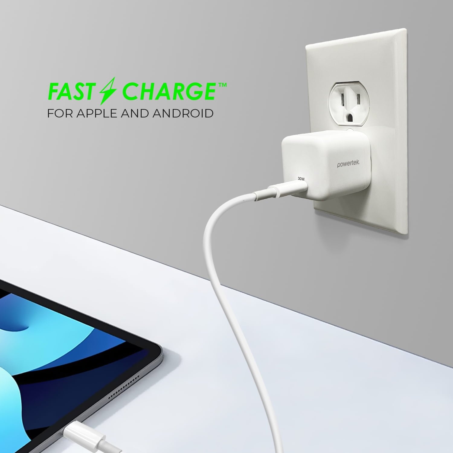 Liquipel Powertek White Type-C Fast Charging Wall Charger 30W PD USB-C for iPhone, iPad, iWatch, Samsung Galaxy, Tablet (2025) - Image 5