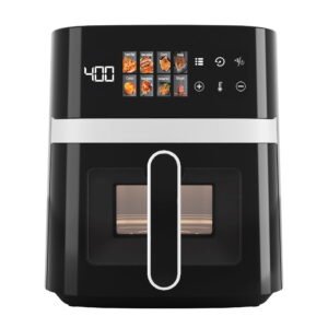 Alternative view of Bluebow 6QT Air Fryer, 8-in-1 Electric Hot Oven with Digital LED Touchscreen, Visible Window, 1500W, New, Black