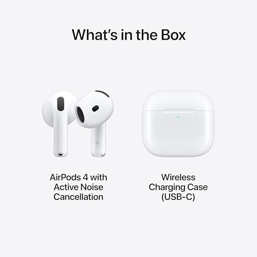 Apple AirPods 4 Wireless Earbuds, Bluetooth Headphones, with Active Noise Cancellation, Adaptive, Transparency Mode, Personalized Spatial Audio, USB-C - Image 7