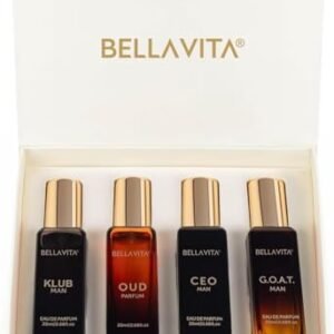 Bella Vita Luxury Long Lasting Perfume Gift Set for Man | 4x20ml | Gifts for Men | Woody, Citrusy, Oud, Premium Fragrance Scent | KLUB, OUD, CEO, G.O.A.T | Best gift for Valentine's Day
