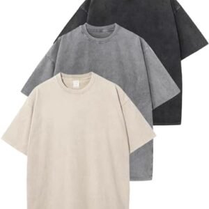 Alternative view of Arssm 3 Pack Men Oversized T Shirts Vintage Tee Loose Fit Short Sleeve Casual Streetwear Baggy Washed Unisex Tops