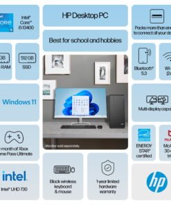 HP Desktop Computer, Core i5-13400, 12GB, 512GB SSD, Black, M01-F3003W - High Quality Product Image