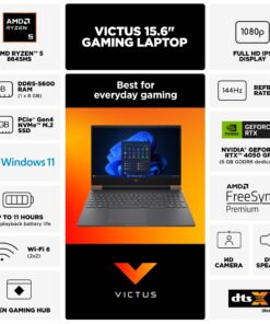 HP Victus 15.6 inch FHD IPS 144Hz Gaming Laptop AMD Ryzen 5-8645HS NVIDIA GeForce RTX 4050 8GB DDR5 512GB SSD Mica Silver (2024) - High Quality Product Image