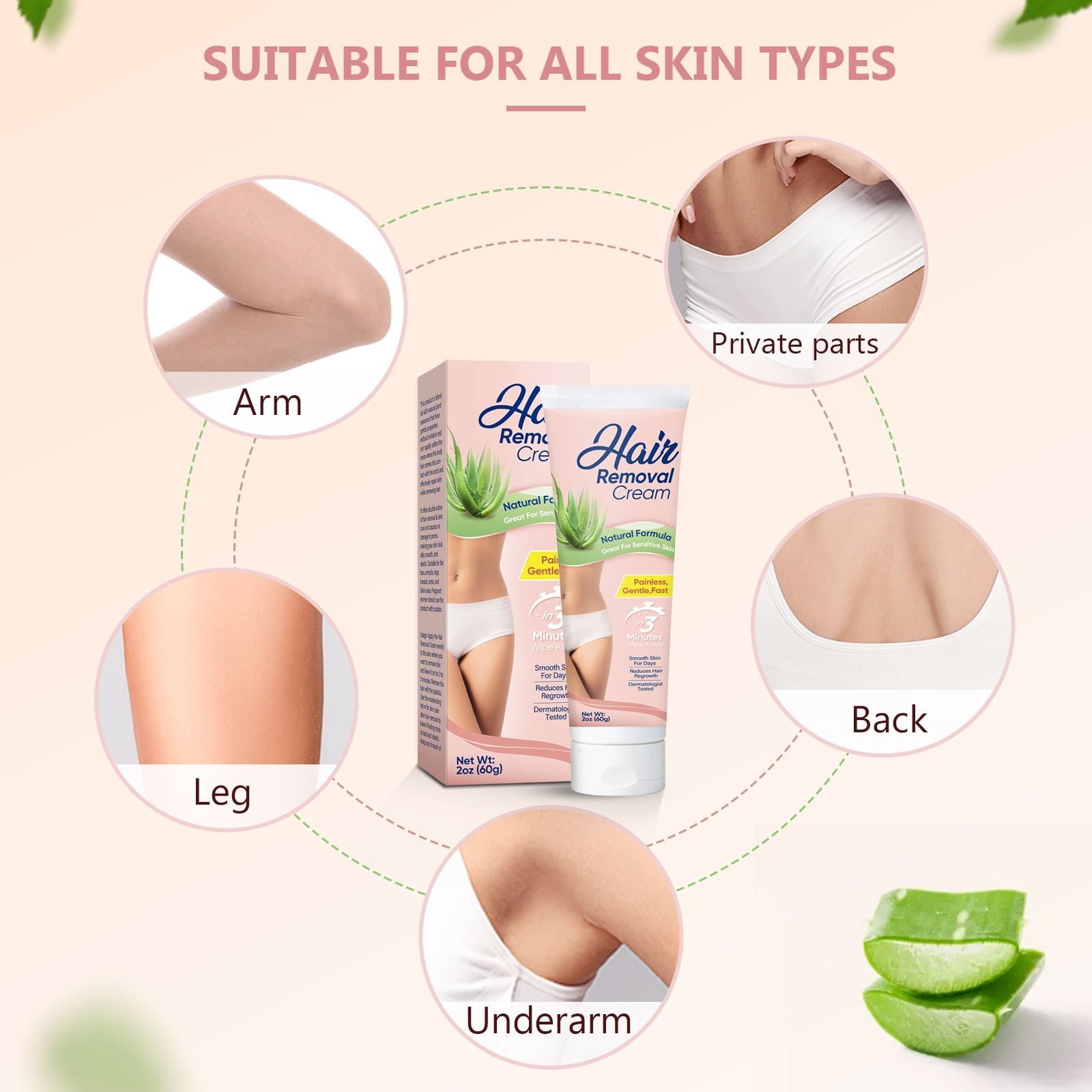 Hair Removal Cream with Spatula, Gentel Hair Remover for Body Legs Arms - High Quality Product Image