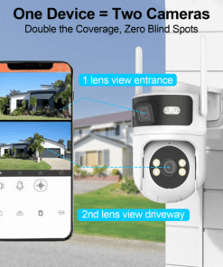 4K Indoor/Outdoor Smart Security Camera, 2.4G&5G WiFi with Night Vision, Dual-Screen Display, 2-Way Talk, Human Detection, Motion Tracking, Cloud & SD Card - High Quality Product Image