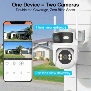 Alternative view of 4K Indoor/Outdoor Smart Security Camera, 2.4G&5G WiFi with Night Vision, Dual-Screen Display, 2-Way Talk, Human Detection, Motion Tracking, Cloud & SD Card