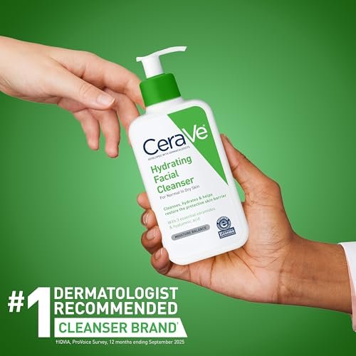 CeraVe Hydrating Facial Cleanser, Moisturizing Face Wash For Dry Skin, Hyaluronic Acid + Ceramides + Glycerin, Hydrating Cleanser For Normal To Dry Sk - Image 6