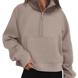 Alternative view of AUTOMET Womens Sweatshirts Half Zip Cropped Pullover Fleece Quarter Zipper Hoodies 2026 Fall Fashion Outfits Clothes