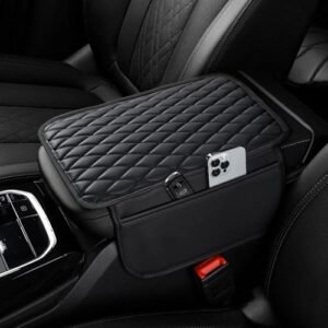 Alternative view of Universal Car Center Console Cover with Storage - Upgraded Microfiber Leather Armrest & 2 Bags for Organization