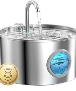 Alternative view of Stainless Steel Cat Fountain, 74oz/2.2L, Quiet & Pet-Friendly Water Dispenser for Inside Cats