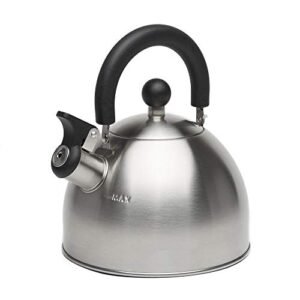 Alternative view of Primula Stewart Whistling Stovetop Tea Kettle Food Grade Stainless Steel, Hot Water Fast to Boil, Cool Touch Folding, 1.5-Quart, Brushed with Black Ha