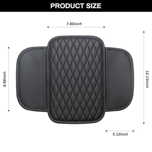 Universal Car Center Console Cover with Storage - Upgraded Microfiber Leather Armrest & 2 Bags for Organization - Image 3