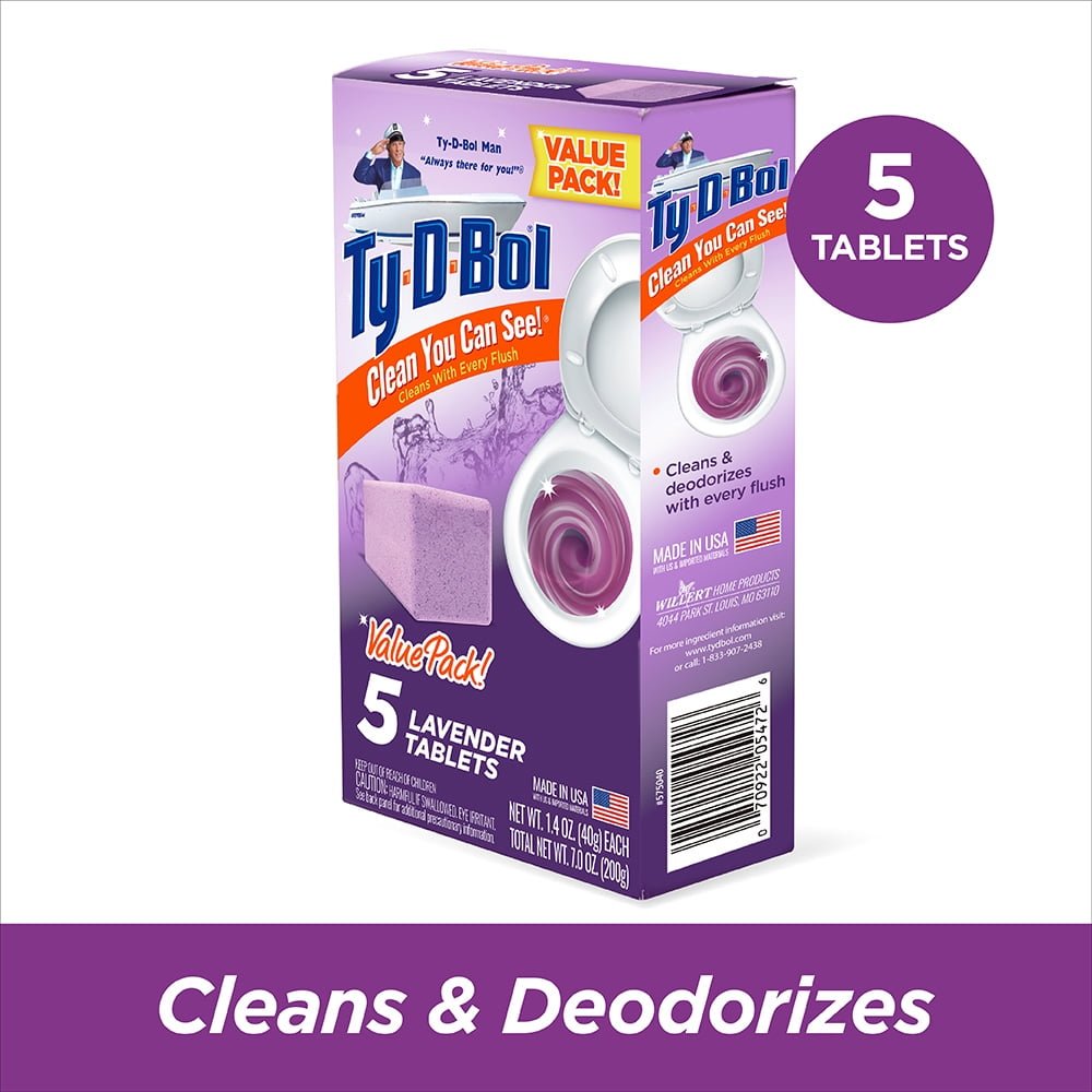 Ty-D-Bol Bleach-Free Toilet Bowl Cleaner Tablets, Unscented, 1.4 oz, 5 Pack - Image 3