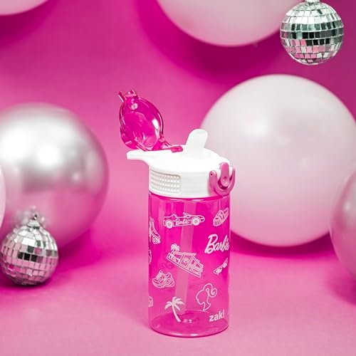 Zak Designs Barbie Sage Water Bottle For School or Travel, 16oz Durable Plastic Water Bottle With Straw, Handle, and Leak-Proof, Pop-Up Spout Cover... - Image 3