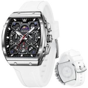 Alternative view of OLEVS Mens Watches Stylish Chronograph Waterproof Luminous Silicon Strap Multifunction Watches for Men Business White Men Wrist Watch