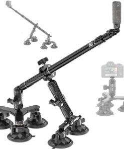 BRCOVAN Suction Cup Car Camera Mount with Metal Extendable Selfie Stick for DJI OSMO Insta360 Camera, Adjustable Action Camera Car Mount Compatible wi - High Quality Product Image