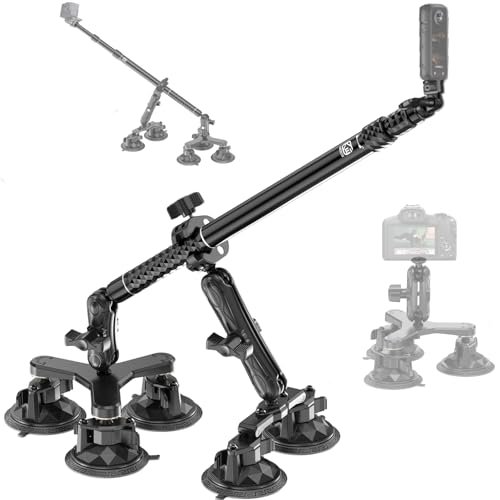 BRCOVAN Suction Cup Car Camera Mount with Metal Extendable Selfie Stick for DJI OSMO Insta360 Camera, Adjustable Action Camera Car Mount Compatible wi - Image 2