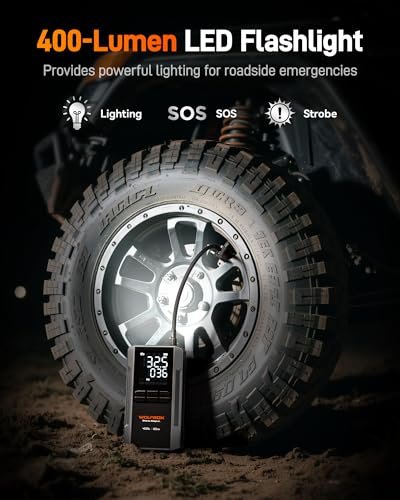 WOLFBOX 4000A Jump Starter with 160PSI Air Compressor, 12V Car Battery Booster, 65W Fast Charge, 88.8Wh Portable Tire Inflator, LED Display for 10L Ga - High Quality Product Image