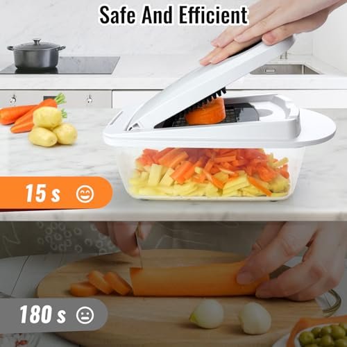 8 Blade All-in-1 Vegetable Chopper Mandoline Slicer with Container, Food Chopper, Onion Chopper, Veggie Cutter for Salad, Kitchen Gadgets Accessories - Image 8