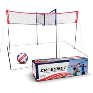 Alternative view of CROSSNET Quick Assemble 4 Square Volleyball Game Set for Adults and Kids with Volleyball Net, Backpack and Ball for Outdoor Games