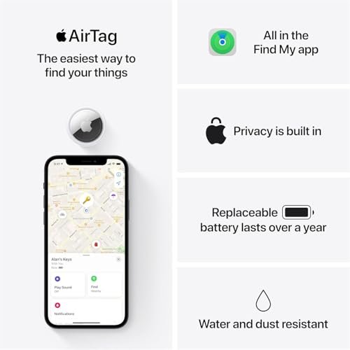 Apple AirTag (1st Generation) - 4 Pack. Keep Track of and find Your Keys, Wallet, Luggage, Backpack, and More. Simple one-tap Set up with iPhone or iP - Image 7