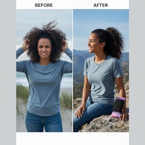 Goody Ouchless Hair Elastics – No Pull, No Breakage, Tangle-Free Hold for Thick, Curly, Coily & Textured Hair – 30 Count, Black, Long-Lasting Ponytail Holders for Women & Men - High Quality Product Image