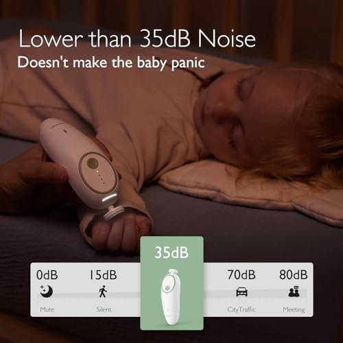 Momcozy Baby Nail File Electric, Gentle Baby Nail Trimmer Electric, Baby Nail Clipper with Night Light, 7 Grinding Head Replacement Pads, Green - Image 7