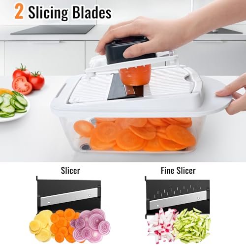 8 Blade All-in-1 Vegetable Chopper Mandoline Slicer with Container, Food Chopper, Onion Chopper, Veggie Cutter for Salad, Kitchen Gadgets Accessories - Image 6