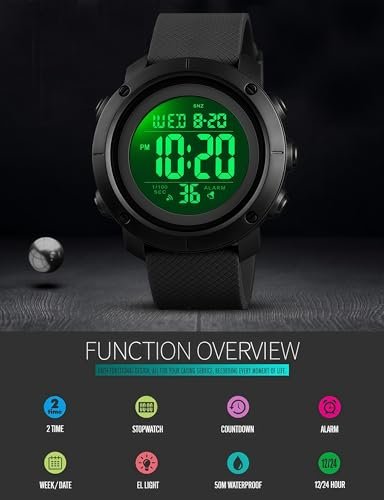 Digital Watch Sports Waterproof Military Back Light Small Watch for Men Black 1426 - Image 4