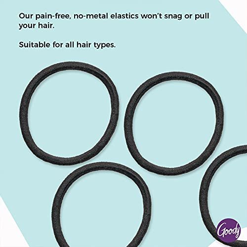 Goody Ouchless Hair Elastics – No Pull, No Breakage, Tangle-Free Hold for Thick, Curly, Coily & Textured Hair – 30 Count, Black, Long-Lasting Ponytail Holders for Women & Men - High Quality Product Image