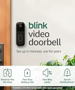 Blink Video Doorbell (newest model) – Head-to-toe HD view, two-year battery life, and simple setup. Sync Module Core included – System (Black) - High Quality Product Image