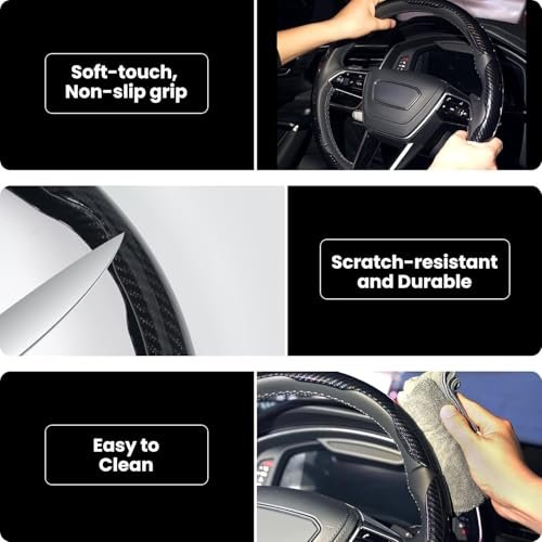 Carbon Fiber Steering Wheel Cover 3PCS Set – Anti-Slip, Scratch-Resistant, Universal Fit for 14–16 Inch Wheels – Interior Car Accessories for Cars, SU - Image 5
