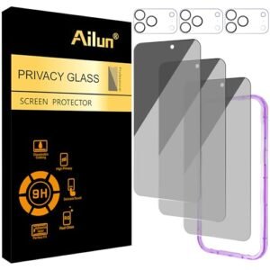 Alternative view of Ailun 3 Pack for iPhone 17 Pro Max Privacy Screen Protector [6.9 inch]+ 3 Pack Camera Lens Protector with Installation Frame,Dynamic Island Compatible,Anti Spy Tempered Glass[9H Hardness]-HD
