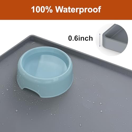 Waterproof Dog & Cat Food Mat - Extra Thick Silicone with Raised Edge, BPA Free, Non-Slip - Image 4