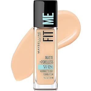 Maybelline Fit Me Matte + Poreless Liquid Oil-Free Foundation Makeup, Classic Ivory, 1 Count (Packaging May Vary)