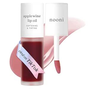 NOONI Korean Lip Oil - Applewine | Long-Lasting, Moisturizing, Plumping, Revitalizing for Dry Lips, Waterproof, No Peel Off, Hydrating, Stocking Stuffers, Gifts For Women, 0.12 FL Oz