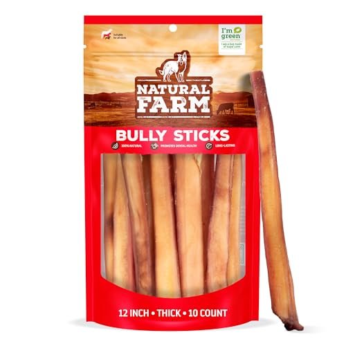 Natural Farm Extra-Thick 12-Inch Beef Bully Sticks Dog Chews - Odor-Free Dental Treats for Dogs - Image 2