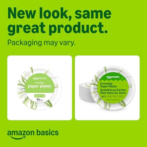 Amazon Basics Everyday Paper Plates, 8.62 Inch, Disposable, 100 Count, Packaging May Vary - Image 3