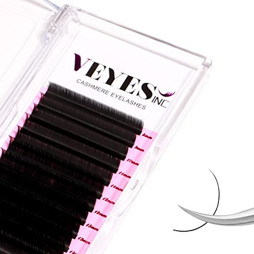 VEYES INC Cashmere Volume Lash Extensions C CC D DD LD L B J M Curl 0.03-0.20 thickness 5-25mm, Super Matte Black Individual Eyelashes Tray, Professional Supplies for Lash Techs (0.03 CC 12mm)