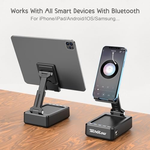 TechGlow Foldable Phone Stand with Bluetooth Speaker & Charging - Perfect Birthday Gift for Men, Women, Teens, Mom & Dad - Image 7